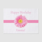Personalisieren Sie Geburtstag Pink Daisy Ribbon Seidenpapier (Vorderseite)