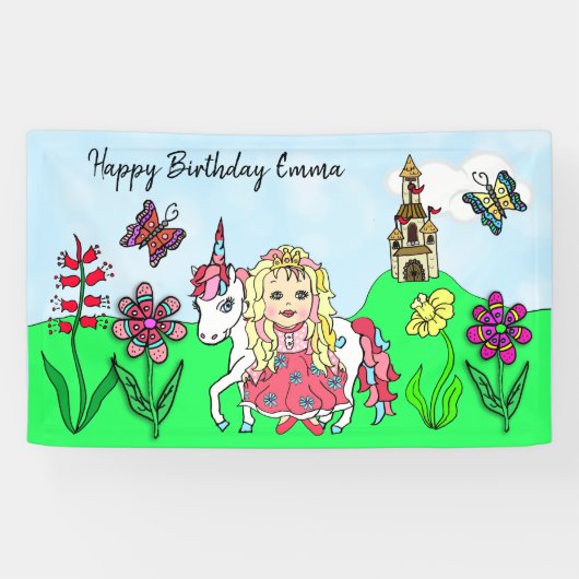 Personalisieren Sie Geburtstagsbanner Prinzessin u Banner (Horizontal)