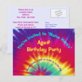 Personalisieren Sie Gefärbte Krawatte Geburtstagse Einladungspostkarte (Vorne/Hinten)