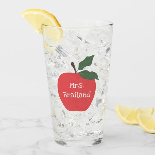 Personalisieren Sie Geschenk Apfel für Lehrer Glas (Vorderseite Ice)