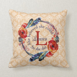 Personalisieren Sie glaubt, dass sie Monogram Flor Kissen