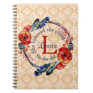 Personalisieren Sie glaubt, dass sie Monogram Flor Notizblock