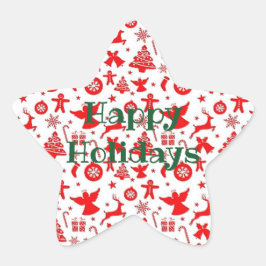 Personalisieren Sie glückliche Ferien Angel Deer S Stern-Aufkleber