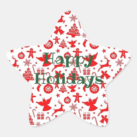 Personalisieren Sie glückliche Ferien Angel Deer S Stern-Aufkleber (Vorderseite)