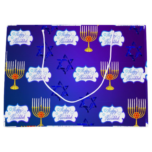 Personalisieren Sie glückliche HANUKKAH Menorah Ge Große Geschenktüte (Vorderseite)
