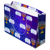Personalisieren Sie glückliche HANUKKAH Menorah Ge Große Geschenktüte (Rückseite Schrägansicht)