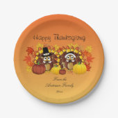 Personalisieren Sie glückliche Thanksgiving-Owl Tü Pappteller (Vorderseite)