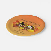Personalisieren Sie glückliche Thanksgiving-Owl Tü Pappteller (Schrägansicht)