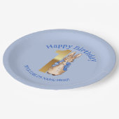 Personalisieren Sie glücklichen Geburtstagsnamen P Pappteller (Schrägansicht)