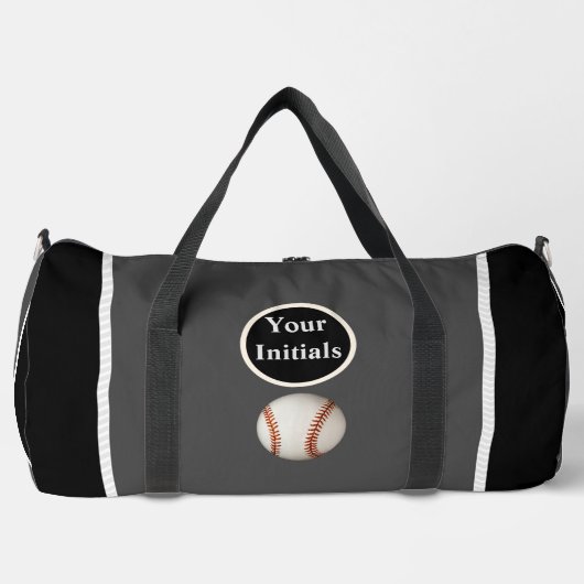 Personalisieren Sie Grau Schwarzer Baseball Duffle Bag (Vorderseite)