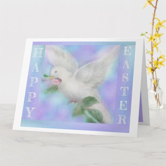 Personalisieren Sie große "Dove with a Rose" Oster Karte (Gelbe Blume)