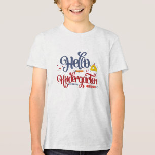 Personalisieren Sie Hallo Kindergarten Typografie Tri-Blend Shirt