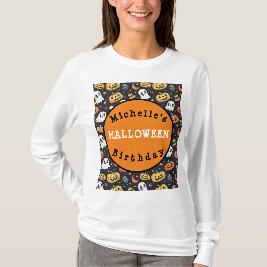 Personalisieren Sie Halloween-Party Pumpkin & Ghos T-Shirt (Vorderseite)