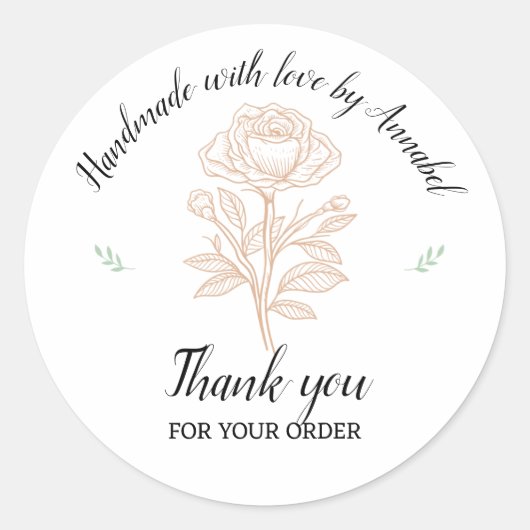 Personalisieren Sie "Handmade with Liebe". Runder Aufkleber (Vorderseite)