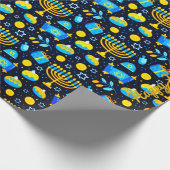 Personalisieren Sie HANUKKAH Blue Gold Wrapping Pa Geschenkpapier (Ecke)