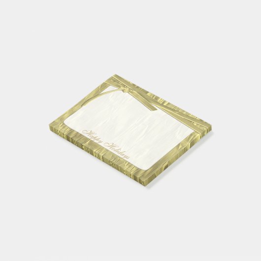 Personalisieren Sie "Happy Holidays" goldenes Papi Post-it Klebezettel (angewinkelt)