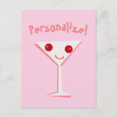 Personalisieren Sie Happy Martini Pink Postkarte (Vorderseite)