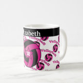 Personalisieren Sie helles Hot Pink Volleyball Kaffeetasse (VorderseiteRechts)