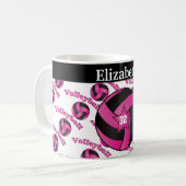 Personalisieren Sie helles Hot Pink Volleyball Kaffeetasse (Vorderseite Links)