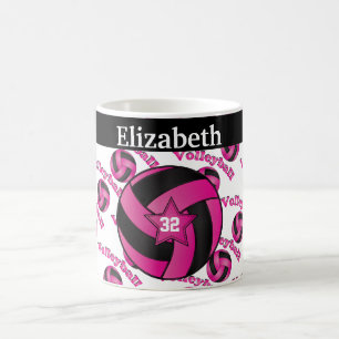 Personalisieren Sie helles Hot Pink Volleyball Kaffeetasse