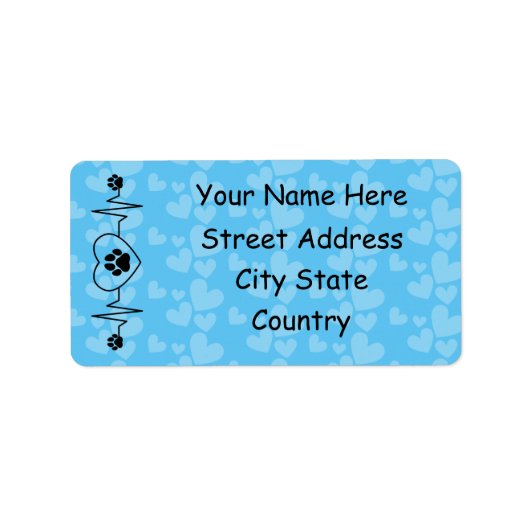 Personalisieren Sie Herzschlag Hund und Herz Adressaufkleber (Vorne)