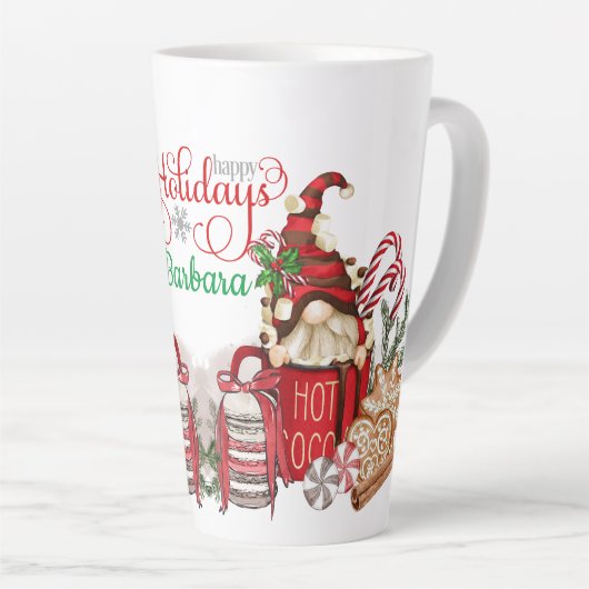 Personalisieren Sie Hot Coco Holiday Gnomes Latte Milchtasse (Rechte Ecke)