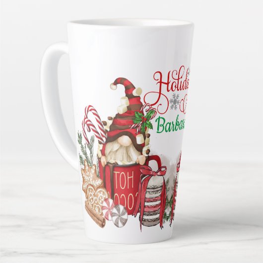 Personalisieren Sie Hot Coco Holiday Gnomes Latte Milchtasse (Linke Ecke)