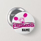 Personalisieren Sie Hot Pink Cheerleader Girl Button (Vorne & Hinten)