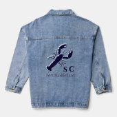 Personalisieren Sie Hummer Schwanz Silhouette Navy Jeansjacke (Rückseite)