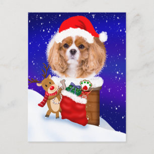 Personalisieren Sie Hund Santa Dachreiter Rentier  Postkarte