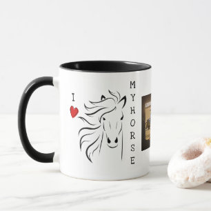 Personalisieren Sie Ich liebe mein Pferd Foto Tasse