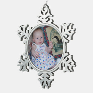 Personalisieren Sie Ihr Familienfoto Schneeflocken Zinn-Ornament