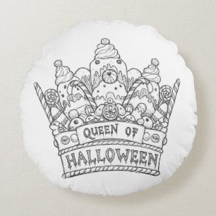 Personalisieren Sie Ihr Halloween Kronendesign - f Rundes Kissen