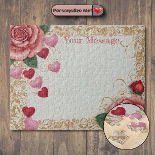 Personalisieren Sie Ihr Herz und Ihre Rose Puzzle