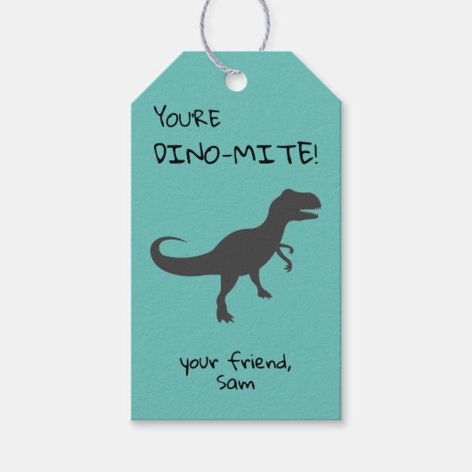 Personalisieren Sie Ihre Dino-mite Dinosaurier Ges Geschenkanhänger (Vorderseite)