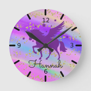 Personalisieren Sie Ihre eigene Lila Einheit Runde Wanduhr
