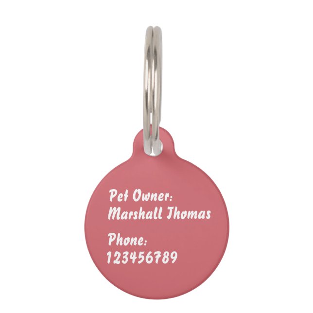 Personalisieren Sie Ihre eigenen Haustiermarke (Rückseite)