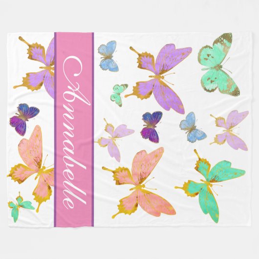 Personalisieren Sie Ihre eigenen Schmetterlingsflö Fleecedecke (Vorderseite (Horizontal))
