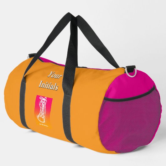 Personalisieren Sie Ihre Initialen Orange HighTop- Duffle Bag (Rechte Ecke)