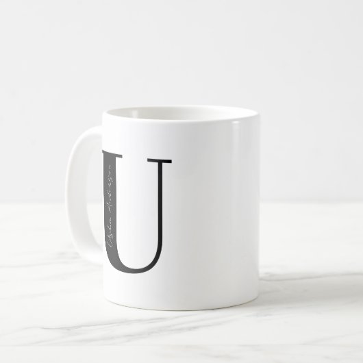 Personalisieren Sie Ihren Namen mit Buchstabe U Kaffeetasse (Vorderseite Links)