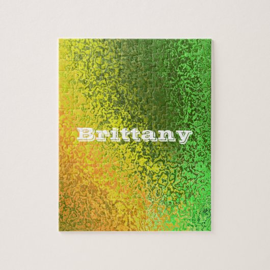 Personalisieren Sie Ihren Namen Shades Yellow Gree Puzzle (Vertikal)