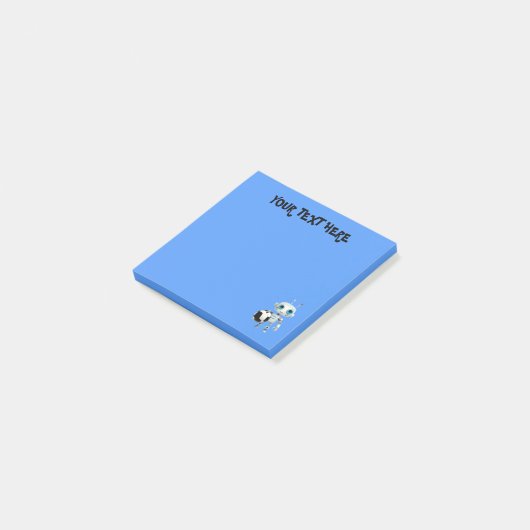 Personalisieren Sie Ihren Namen Text Blue Robot Post-it Klebezettel (angewinkelt)