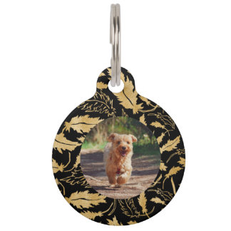 Personalisieren Sie Imitate Gold Leaf auf Black Lo Haustiermarke