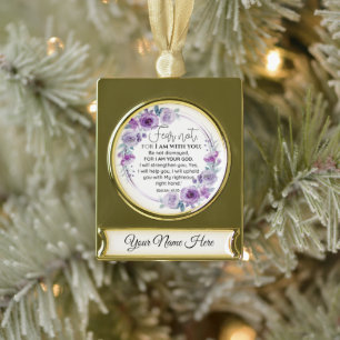 Personalisieren Sie Isaiah 41:10 Angst nicht Lila  Banner-Ornament Gold