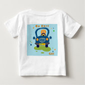 Personalisieren Sie Katze in Niedlichem blauen Aut Baby T-shirt (Rückseite)