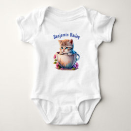 Personalisieren Sie Kitten in einer Teetasse Baby Strampler