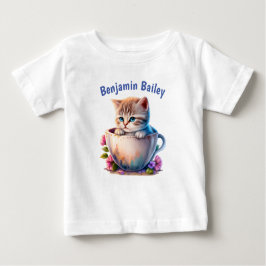 Personalisieren Sie Kitten in einer Teetasse Baby T-shirt