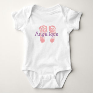 Personalisieren Sie kleine Pink Baby Footprints & Strampler