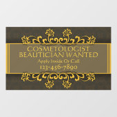 Personalisieren Sie Kosmetologe Beautician Gewollt Fensteraufkleber (Blatt)