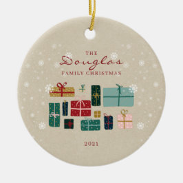 Personalisieren Sie Kraft Family Christmas Geschen Keramik Ornament